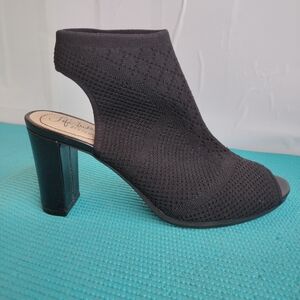 Life Stride Alita Peep Toe Slingback Shooties Ankle Knit Boots Bootie Black 9.5M